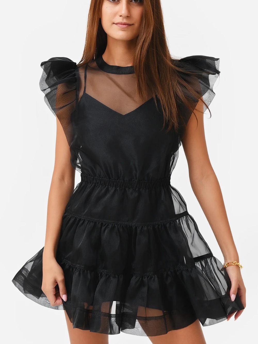 SIMKHAI Women's Monique Organza Ruffle Mini Dress